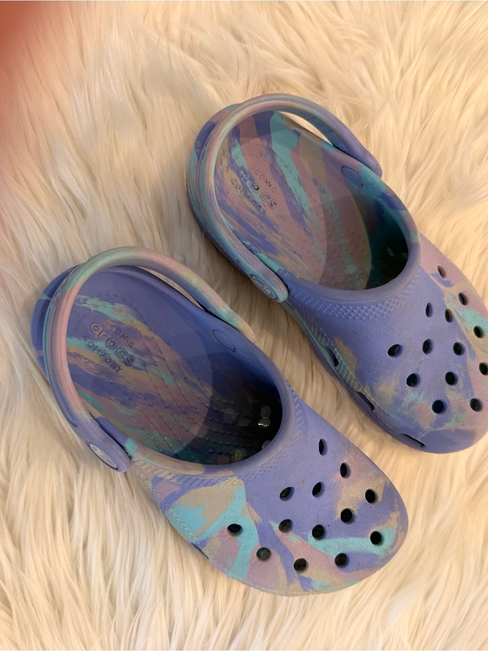 CROCS Kids Marbled Lavender & Teal Clog